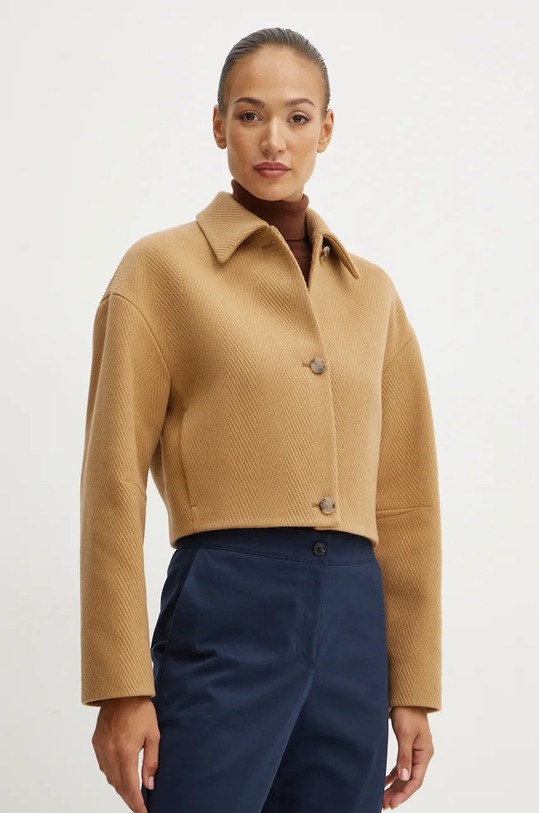 Vlněný kabát BOSS 50527100 béžová AW24