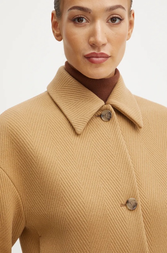 Vlněný kabát BOSS béžová 50527100