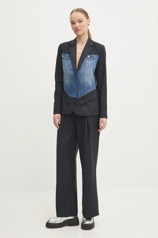 Μπλέιζερ με μίγμα μαλλιού Desigual SEVILLA 24WWEW94 μαύρο AW24