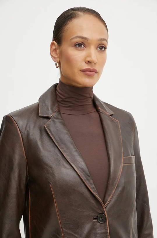 Kožené sako MICHAEL Michael Kors hnědá MF41090F24