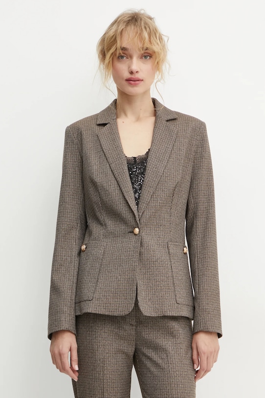 Σακάκι Morgan VONNI.F πλεκτό ύφασμα καφέ VONNI.F