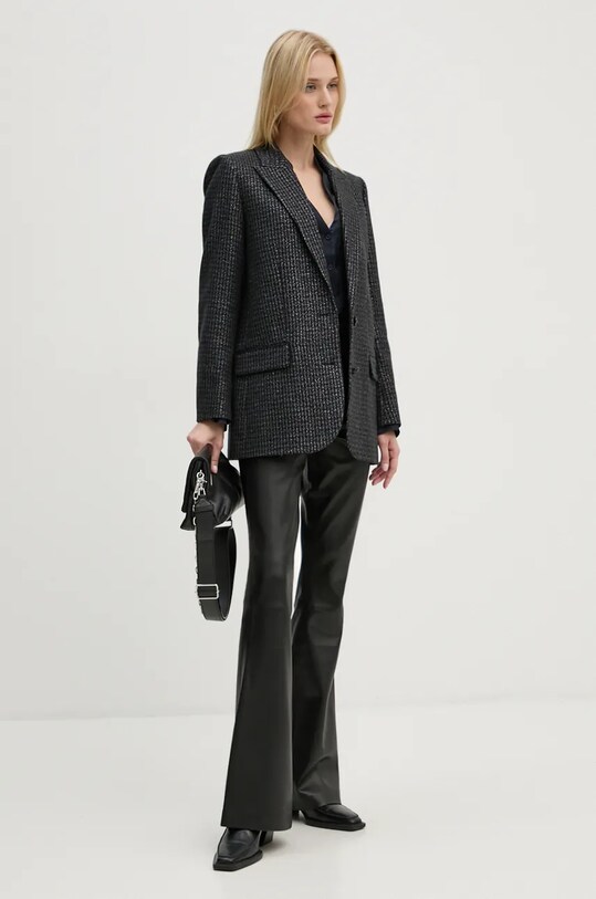 Vlněné sako ZADIG&VOLTAIRE WWBL00877 šedá AW24