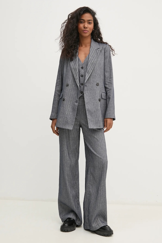 Sako s příměsí lnu Hoss Intropia 5478073 námořnická modř AW24