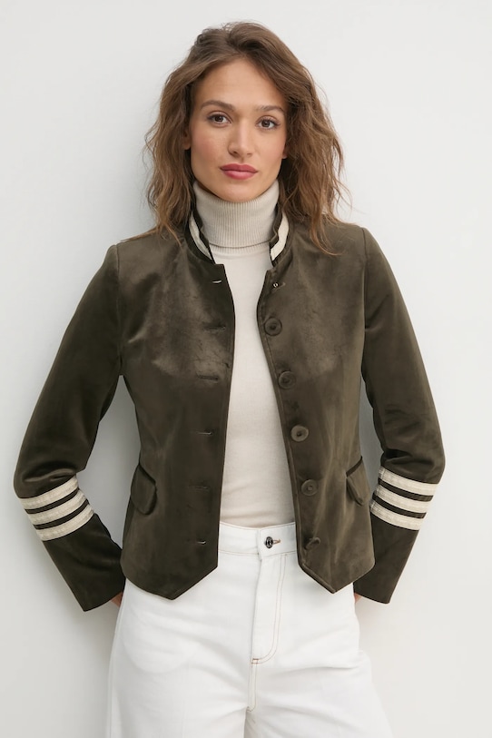 La Petite Française jachetă de catifea PFVIOLON verde PFVIOLON