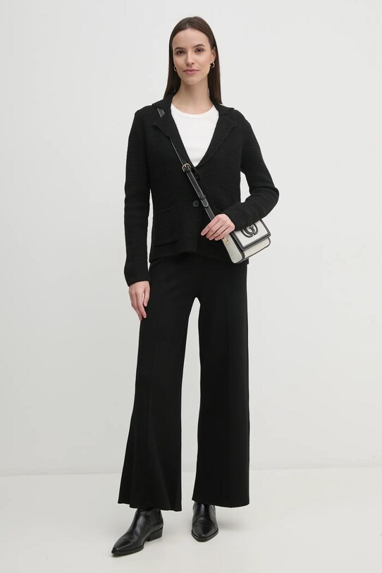 Kardigán s prímesou vlny Sisley 1176M602D čierna AW24