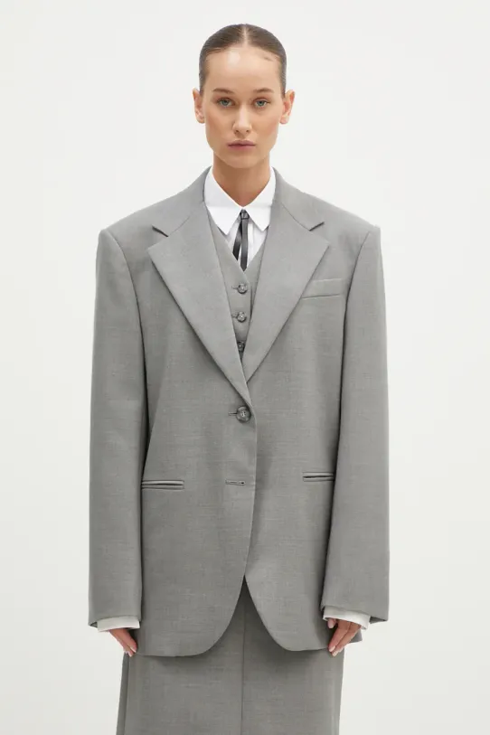 Vlnené sako Sportmax Baffo vlna sivá 2422046032600