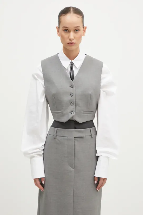 Sportmax kamizelka wełniana Adesso1234 z podszewką szary 2422156012600