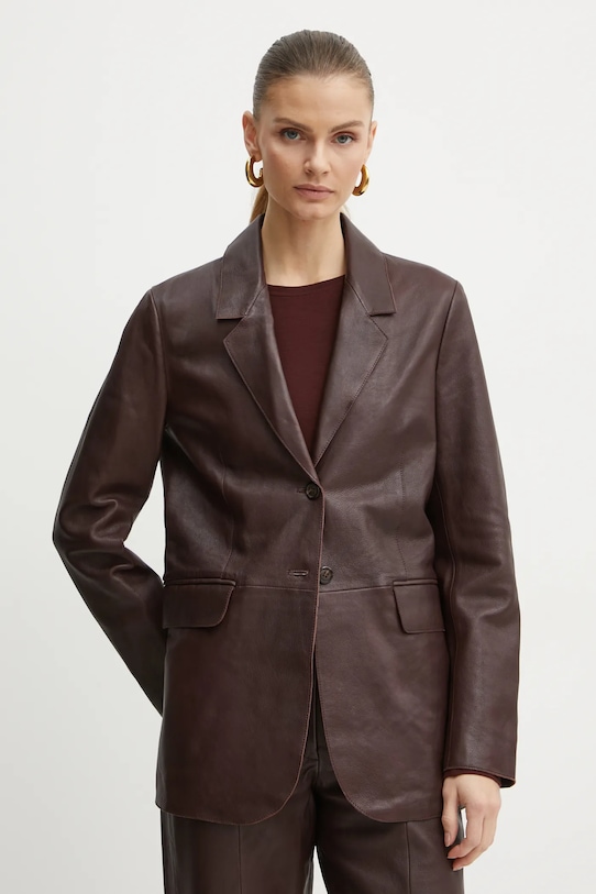 Кожаный пиджак Forte Forte с подкладкой бордо 13214.myjacket