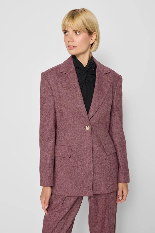 Bizuu marynarka wełniana NEVETTA wełna czerwony NEVETTA.BORDOWY