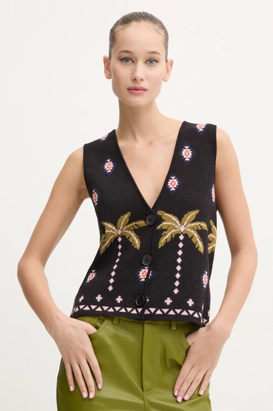 Never Fully Dressed gilet Havana Waistcoat a maglia fine nero NFDKN408
