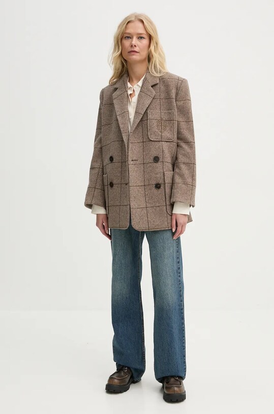 By Malene Birger marynarka z domieszką wełny RAILEY Q72631004 beżowy AW24