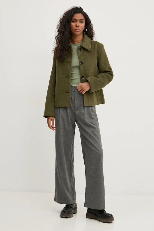 Вълнено яке Abercrombie & Fitch KI144.4168.340 зелен AW24