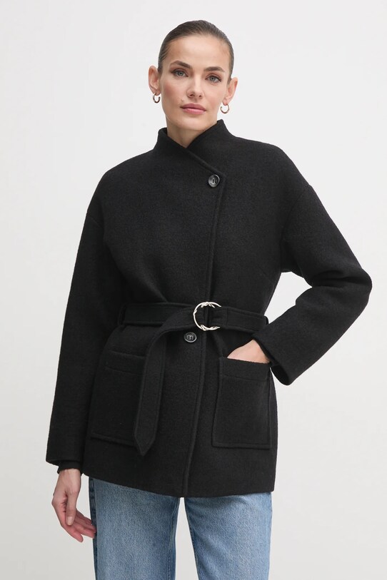 La Petite Française cappotto in lana non isolato nero PFVITALE