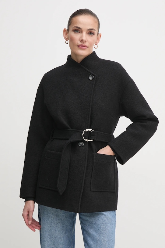 La Petite Française palton de lana cu captuseala negru PFVITALE