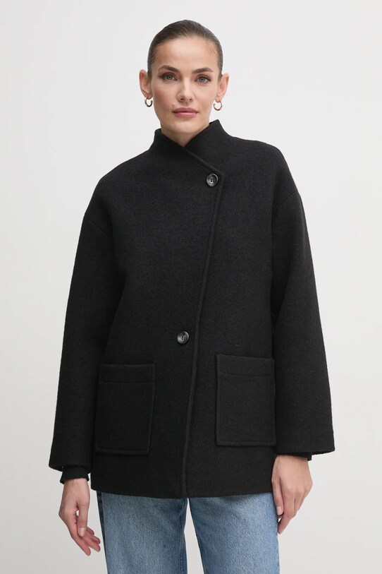 La Petite Française cappotto in lana nero PFVITALE