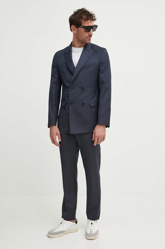 BOSS garnitur wełniany tkanina granatowy 50518118