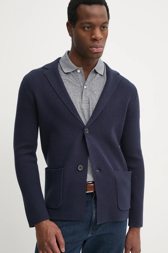 Blazer s příměsí vlny United Colors of Benetton hladký námořnická modř 10C1U601E