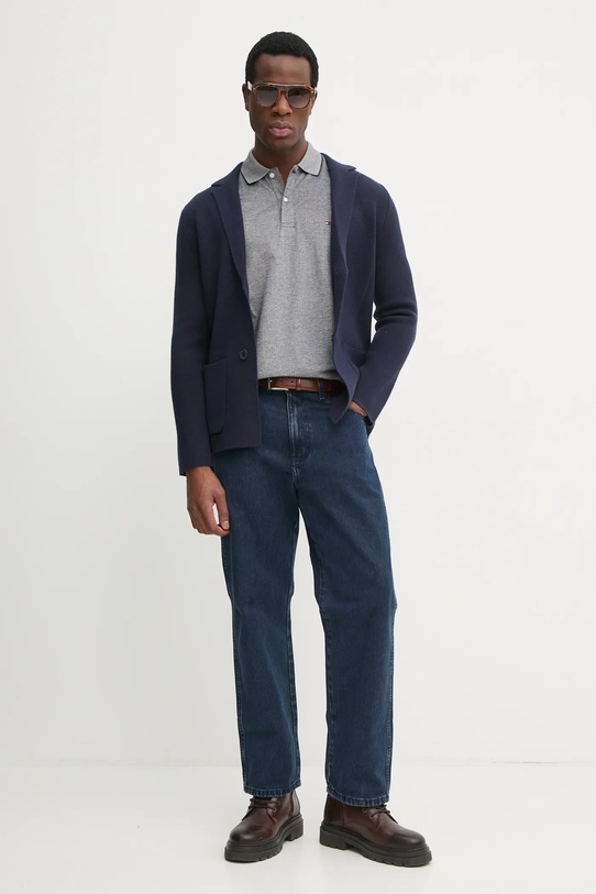 Blazer s příměsí vlny United Colors of Benetton 10C1U601E námořnická modř AW24