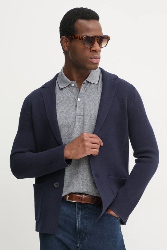 Blazer s příměsí vlny United Colors of Benetton námořnická modř 10C1U601E