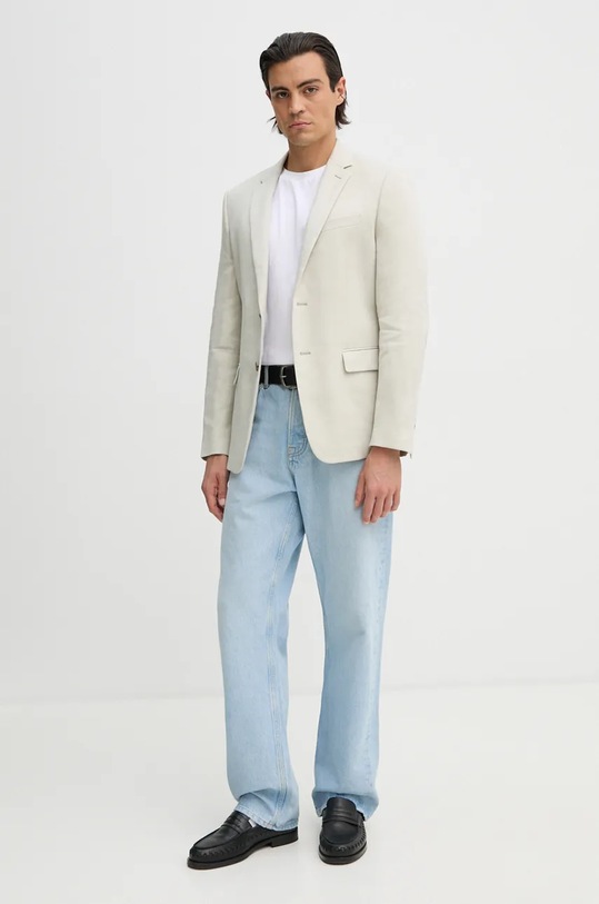 Ľanové sako Theory O0473101 béžová AW24