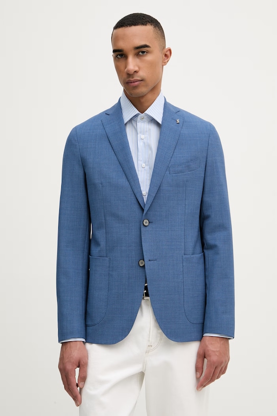 Michael Kors елек с едноредно закопчаване мъжки с вълна син MK0SB01025