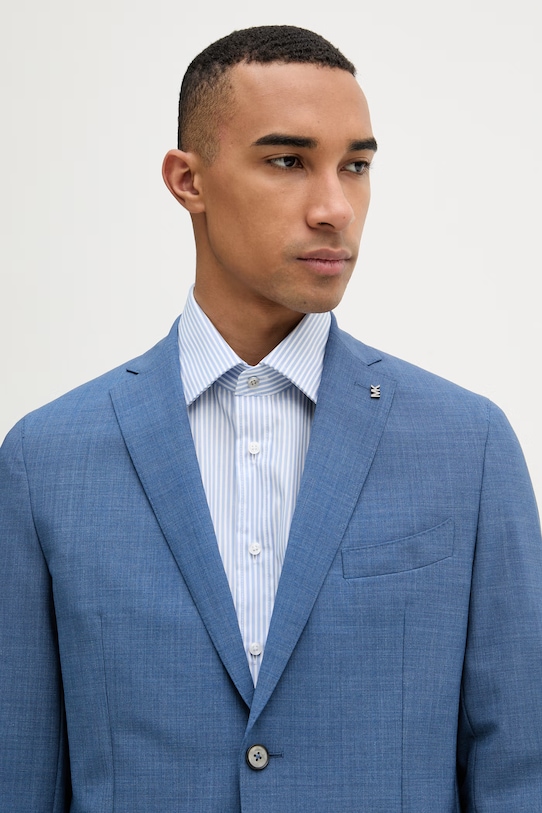 Michael Kors елек с едноредно закопчаване мъжки с вълна син MK0SB01025