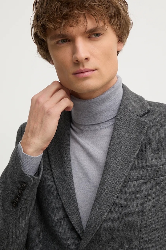 Пиджак с примесью шерсти United Colors of Benetton серый 2JGSUW01S
