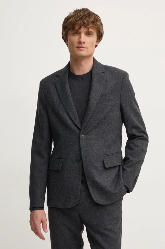 Піджак з домішкою вовни United Colors of Benetton regular сірий 2NUXUW01J