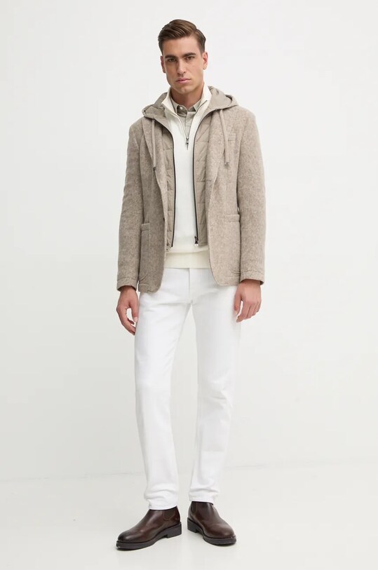 Joop! marynarka z domieszką wełny 30043756 beżowy AW24