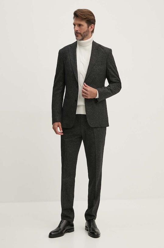 BOSS costum de lana cu modele negru 50529456