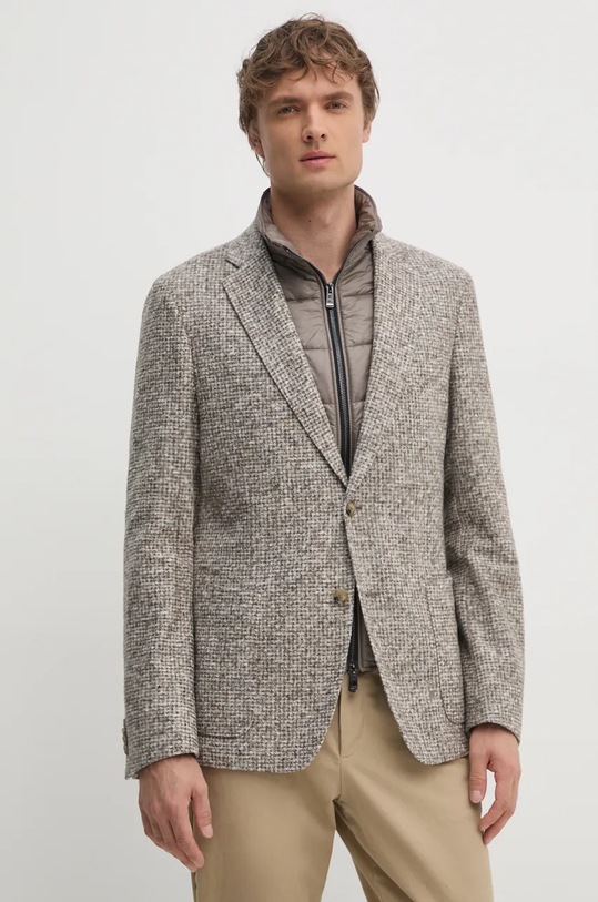 Blazer s příměsí vlny BOSS slim béžová 50528199