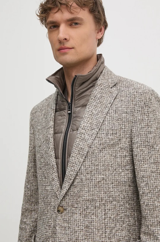 Blazer s příměsí vlny BOSS béžová 50528199