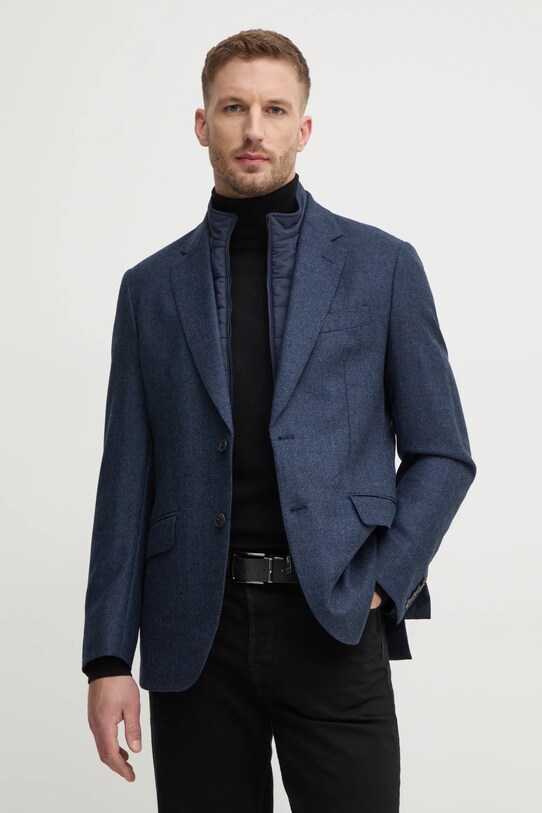 Вовняний піджак Hackett London regular темно-синій HM443438R