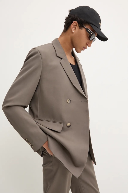 Nanushka marynarka wełniana RENAN brązowy NM24PFJK00593