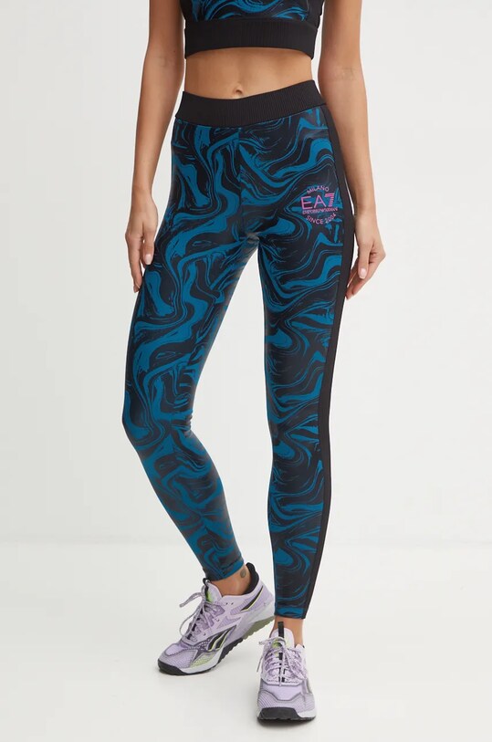 EA7 Emporio Armani legginsy treningowe wzorzyste niebieski TJVXZ.6DTP55.2505