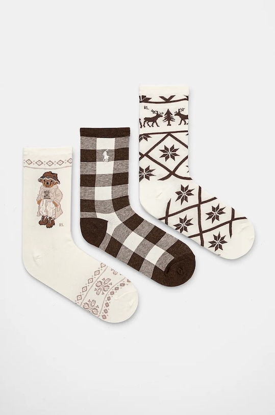 Ponožky Polo Ralph Lauren 3-pack dlouhé ponožky béžová 455956279