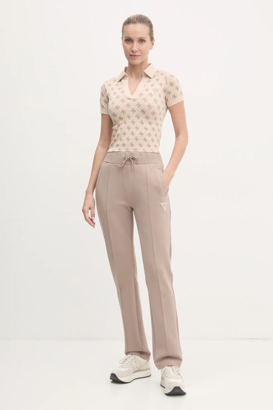 Guess spodnie dresowe ANN V4BB19.KBCK2 brązowy AW24