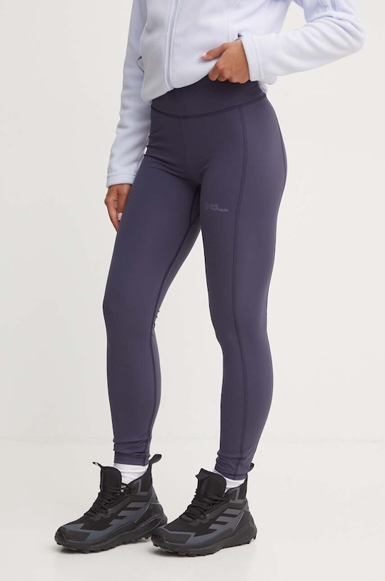 Jack Wolfskin legginsy sportowe Klintal z elastanem szary 1508901