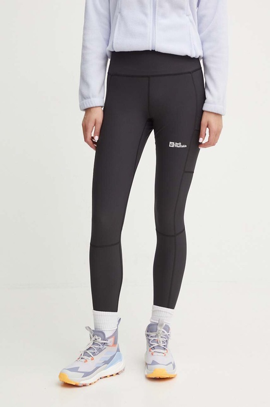 Jack Wolfskin leggins sport Kammweg tricotaj negru 1509091