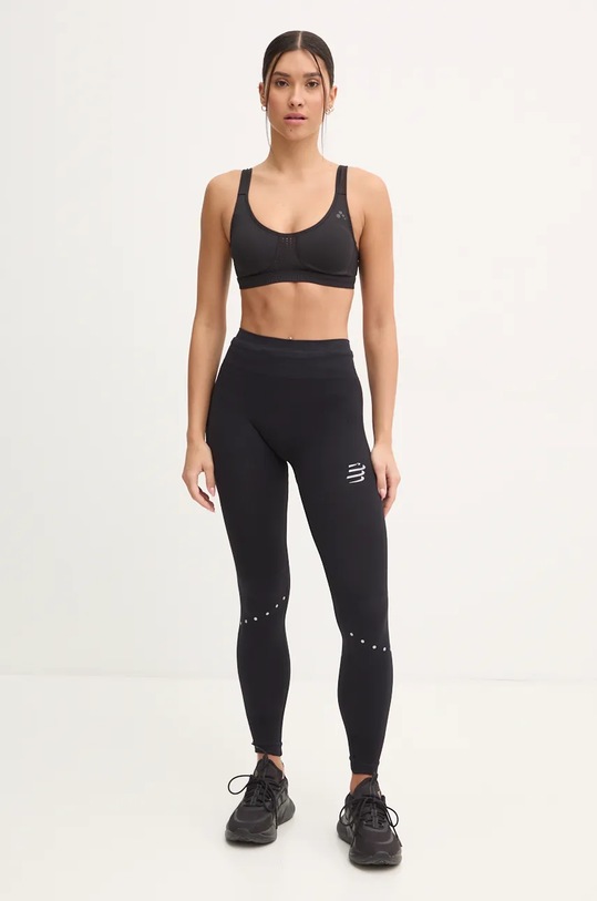 Compressport leggins de alergare Winter Running tricotaj negru ATIW325