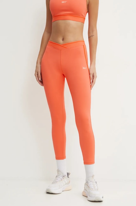 Reebok legginsy treningowe Team z elastanem pomarańczowy 100205708