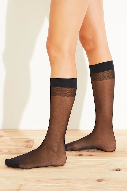 Podkolienky women'secret MINI BASIC STOCKINGS 2-pak 8090921 čierna AW24