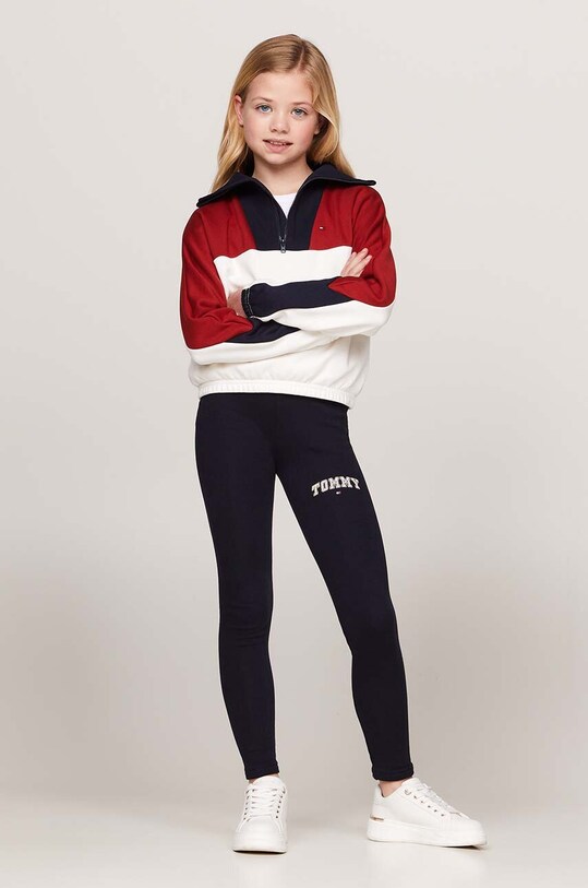 Detské legíny Tommy Hilfiger VARSITY FITTED LEGGING s elastanom tmavomodrá KG0KG08082.9BYH.86.122