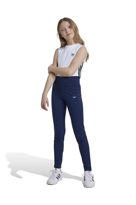 adidas Originals legginsy dziecięce LEGGINGS z elastanem granatowy IZ4550