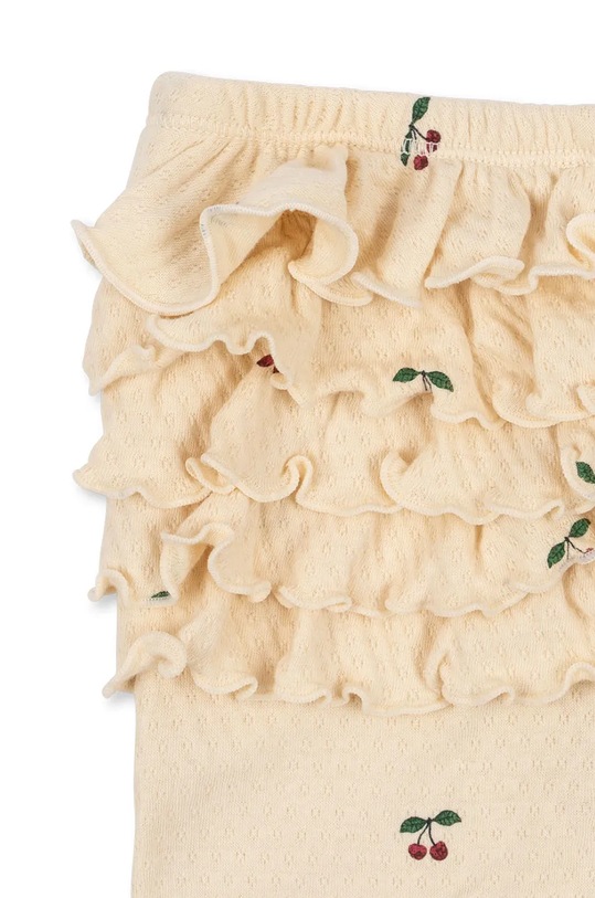Dievča Bavlnené legíny pre bábätká Konges Sløjd SUI FRILL PANTS GOTS KS101697 béžová
