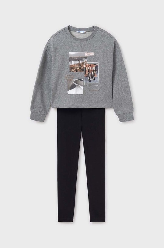 Detská mikina a legíny Mayoral potlač čierna 7754.8E.Junior.9BYH