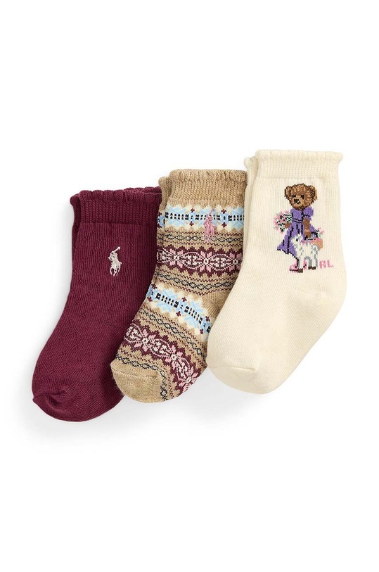 Дитячі шкарпетки Polo Ralph Lauren 3-pack дрібний узор сірий 445958813001