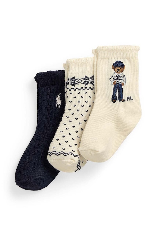 Detské ponožky Polo Ralph Lauren 3-pak jemný vzor sivá 445958814001