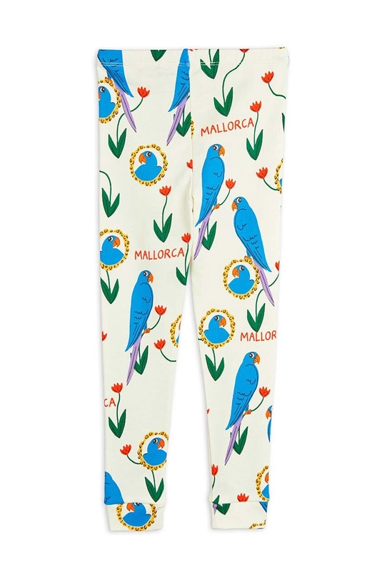 Mini Rodini leggins din bumbac pentru copii Parrots 2463010300 bej AW24