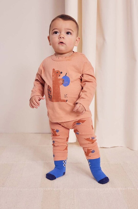 Bobo Choses leggins copii Hungry Squirrel tricotaj portocaliu 224AB055